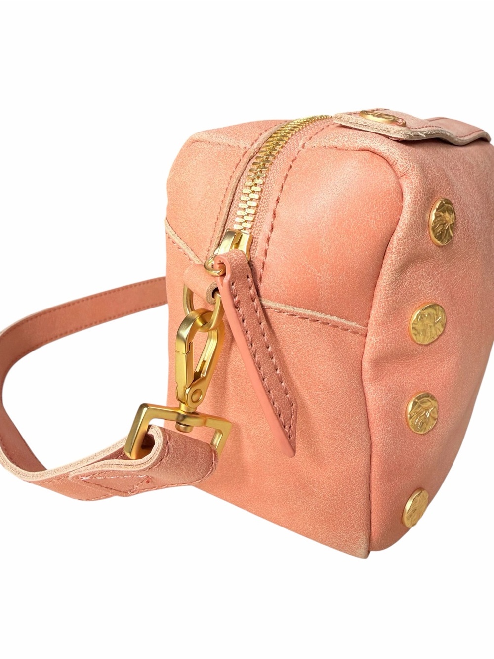 Hammitt Coral Pink Leather Crossbody Bag with Gold Studs - Picture 2 of 7